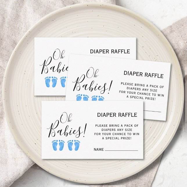 Diaper Raffle Blue Feet Twin Boys' Baby Shower Enclosure Card (Creator Uploaded)