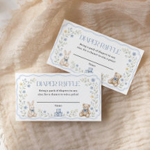 Diaper Raffle Blue Floral Nursery Baby Shower