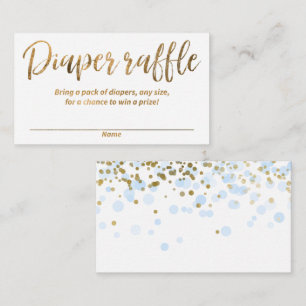 Diaper raffle- blue, gold confetti boy baby shower enclosure card