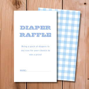 Diaper Raffle   Blue Plaid Baby Shower  Enclosure Card