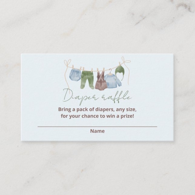 Diaper raffle boho baby clothes watercolor enclosure card (Front)