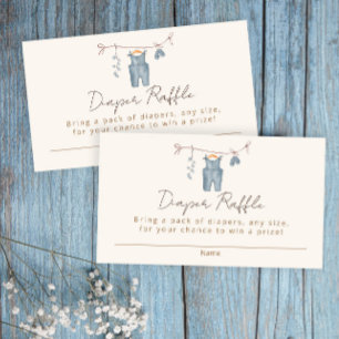 Diaper raffle boho baby clothes watercolor enclosure card