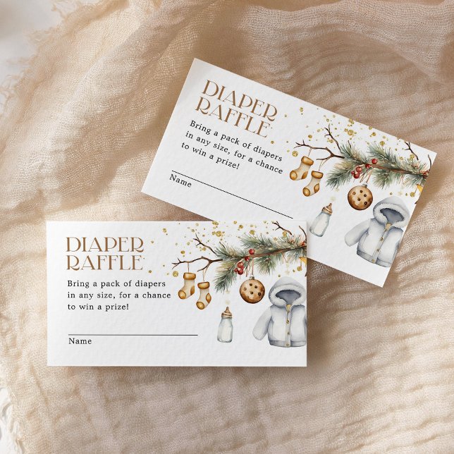 Diaper Raffle Boho Christmas Baby Shower Enclosure Card (Creator Uploaded)