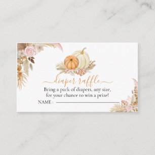 Diaper Raffle Boho Floral Pumpkin Baby Shower Enclosure Card