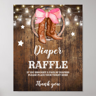Diaper Raffle Boots or Bows Gender Reveal Poster