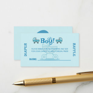 Diaper Raffle Boy Baby Gender Reveal Party Enclosure Card