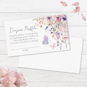 Diaper Raffle Butterfly Wildflower Baby Shower Enclosure Card