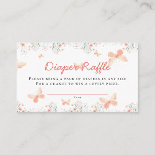 Diaper Raffle Butterfly Wildflowers Girl Shower Enclosure Card