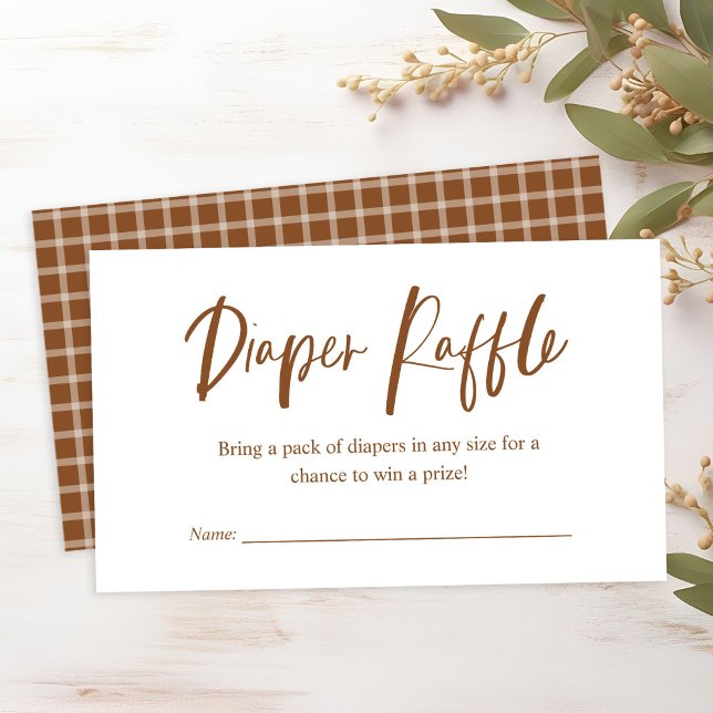 Diaper Raffle Calligraphy Neutral Baby Shower Enclosure Card (Creator Uploaded)