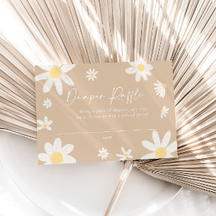 Diaper Raffle Card Beige Daisy