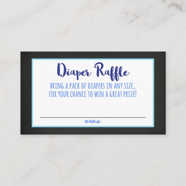 Diaper Raffle Card Boy Blue Ombre Baby Shower (Front)