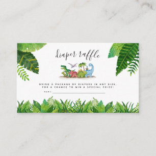 Diaper Raffle Card, Dinosaur Themed Baby Shower Enclosure Card