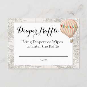 Diaper Raffle Card Hot Air Balloon Girl