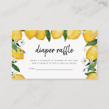 Diaper Raffle Card, Lemon Themed Baby Shower