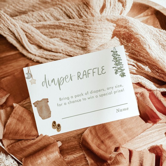 Diaper Raffle Card | Sage Green Boy Baby Shower (Creator Uploaded)