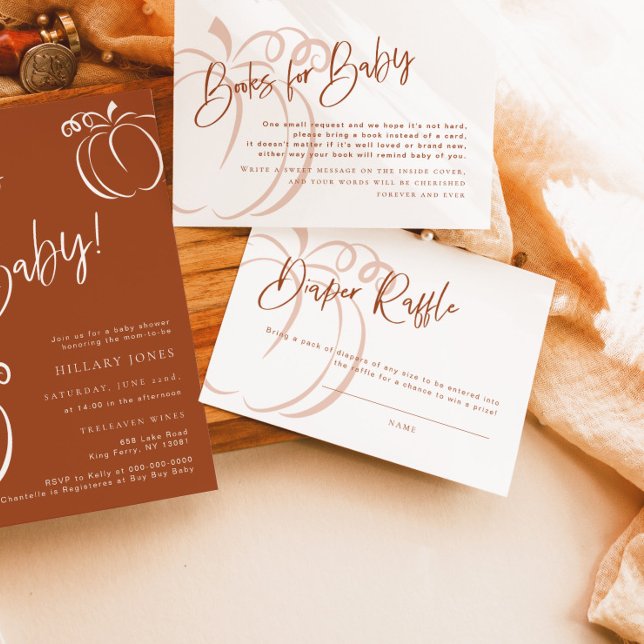 Diaper Raffle Card Terracotta Pumpkin Baby Shower  (Creator Uploaded)