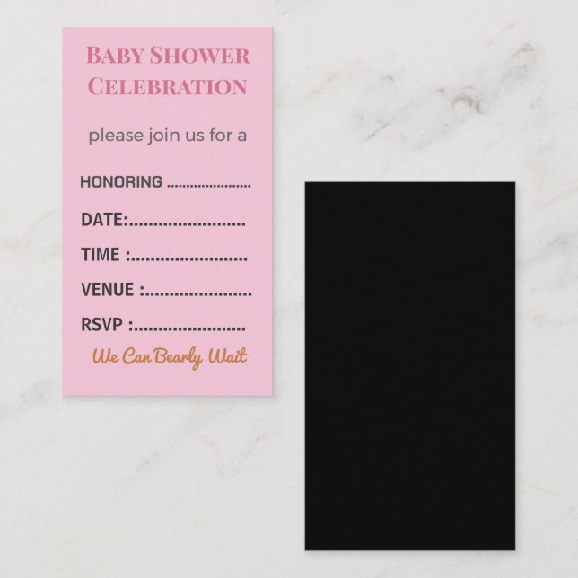 Diaper Raffle Card Tickets | Elegant Insert (Front/Back)