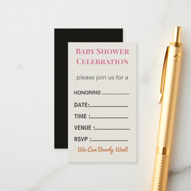 Diaper Raffle Card Tickets | Elegant Insert (Front/Back In Situ)