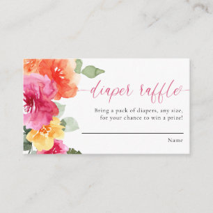 Diaper raffle cards girl baby shower pink floral
