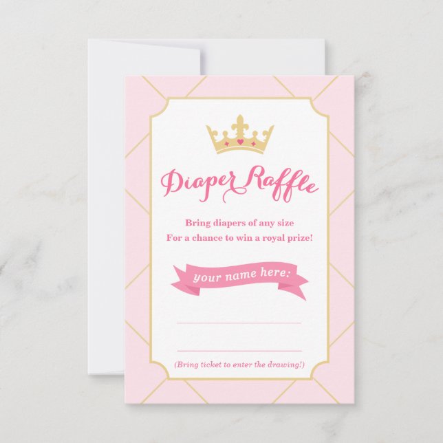 Diaper Raffle Cards | Princess Baby Shower Girl (Front)