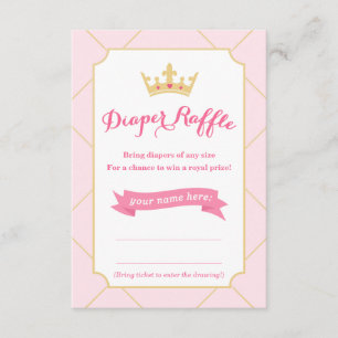 Diaper Raffle Cards   Princess Baby Shower Girl