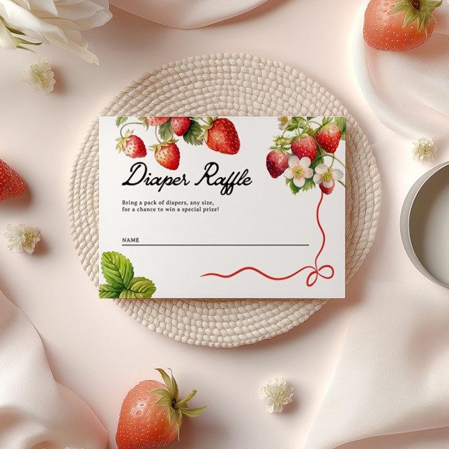 Diaper Raffle Cards | Strawberry Baby Shower (diaper raffle cards for baby shower, berry sweet baby shower theme with strawberries)