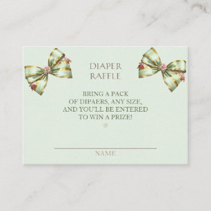 Diaper Raffle Carriage Bows Green Gingham Enclosure Card
