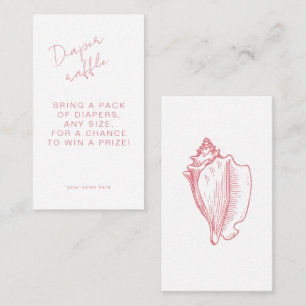 Diaper Raffle Chic Pink Seashell Baby Shower Enclosure Card