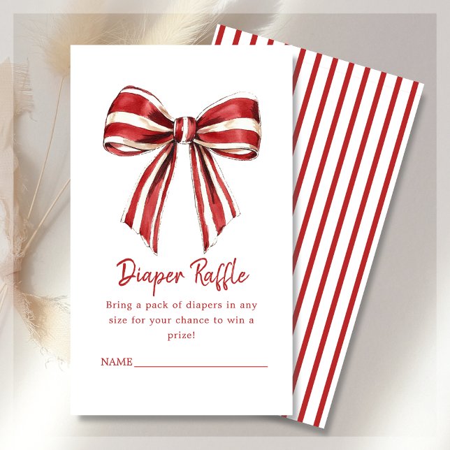 Diaper Raffle Christmas Coquette Bow Baby Shower  Enclosure Card (Creator Uploaded)