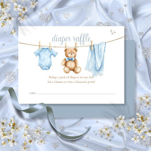 Diaper Raffle Clothesline Boy Baby Shower Enclosure Card