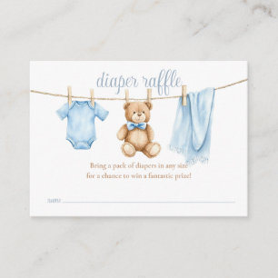 Diaper Raffle Clothesline Boy Baby Shower Enclosure Card