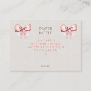 Diaper Raffle Clothesline Girl Pink Ivory Enclosure Card