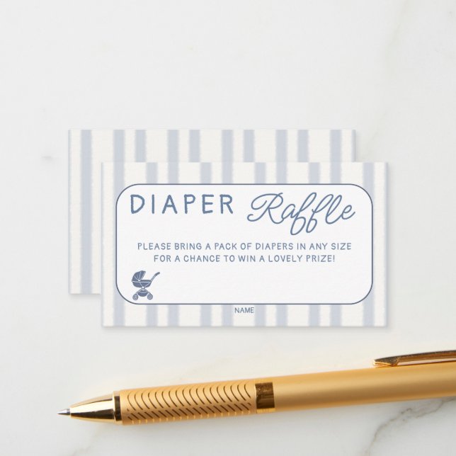 Diaper Raffle Coffe Brunch Dusty Blue Baby Shower Enclosure Card (Front/Back In Situ)