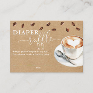 Diaper Raffle Coffee Bean Rustic Kraft Baby Shower Enclosure Card
