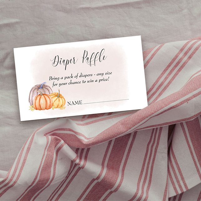 Diaper Raffle Country Pumpkin Blush Watercolor Enclosure Card (Girl Baby Shower Diaper Raffle Tickets from my Country Pumpkin collection)