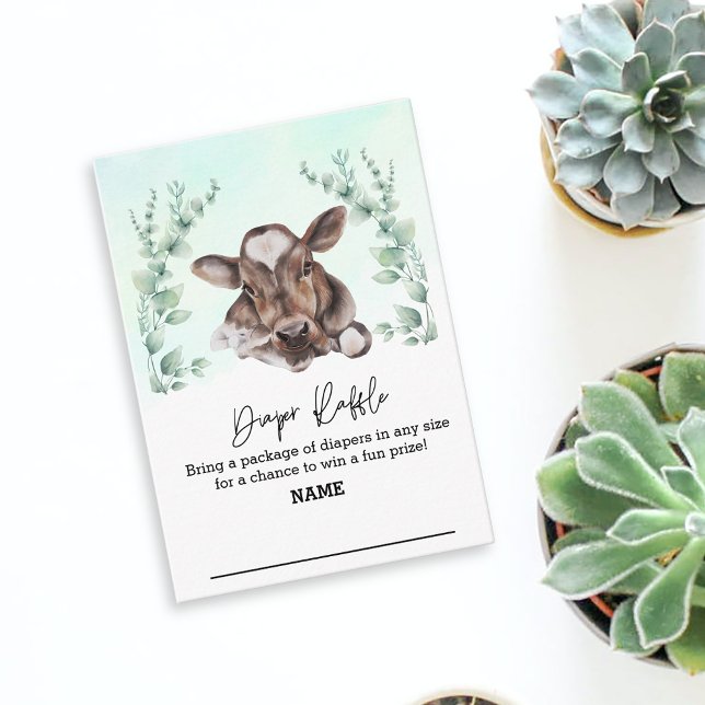 Diaper Raffle Cow Calf Farm Eucalyptus  Enclosure Card (Creator Uploaded)