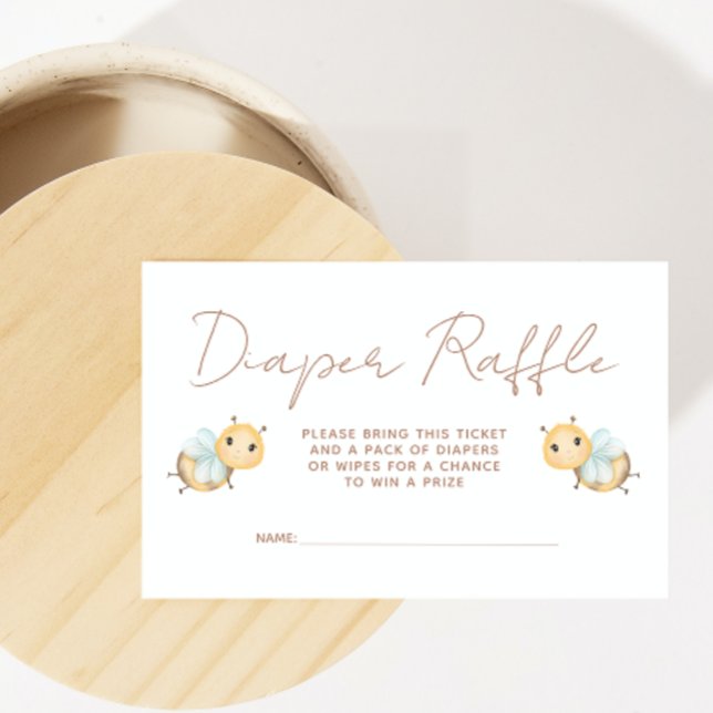 Diaper Raffle Cute Bumblebee Gender Neutral Shower Enclosure Card (Creator Uploaded)