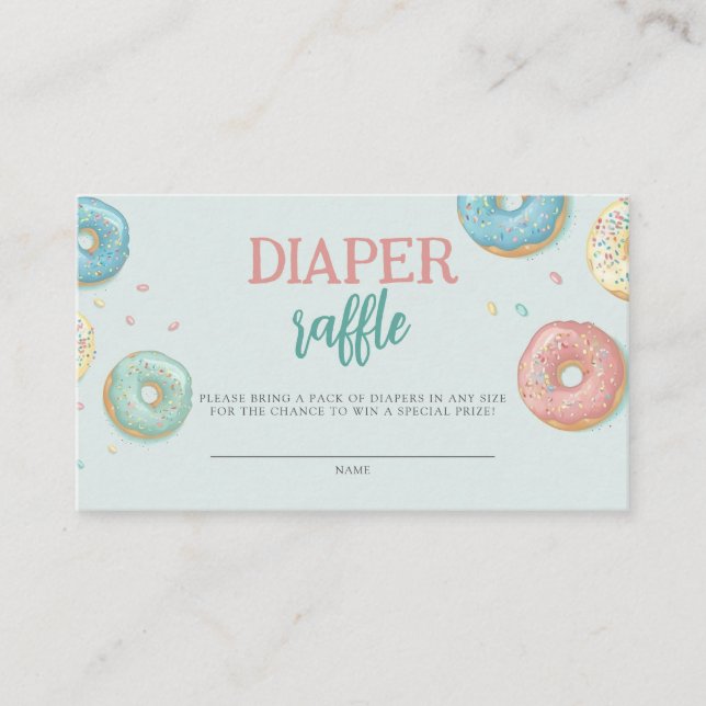 Diaper Raffle Cute Doughnut Baby Shower Enclosure Card (Front)