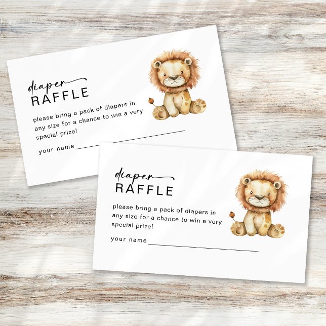Diaper Raffle Cute Little Lion Baby Shower Enclosure Card (Creator Uploaded)