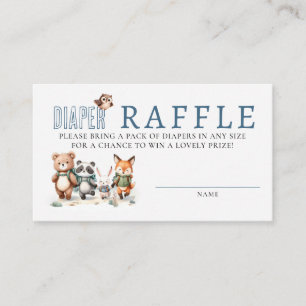 Diaper Raffle Cute Woodland Animal Hiking Boy Baby Enclosure Card