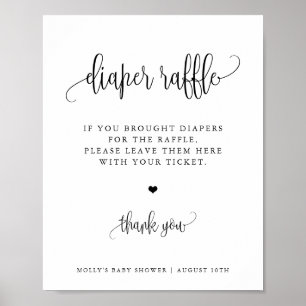 Diaper Raffle Display Sign, Minimalist Calligraphy Poster
