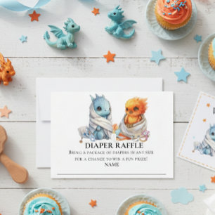Diaper Raffle Dragon Phoenix Twins Baby shower Invitation