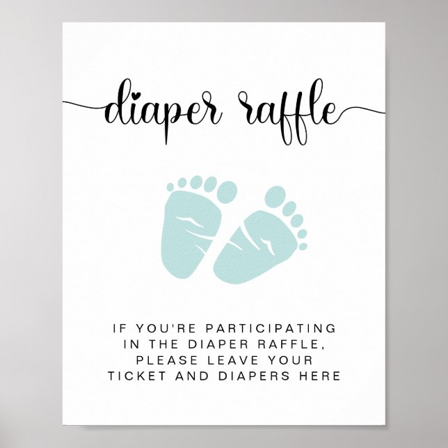 Diaper Raffle Drop Off Mint Feet Baby Shower Poster (Front)