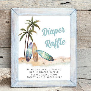 Diaper Raffle Drop Off Surfing Baby Shower Sign
