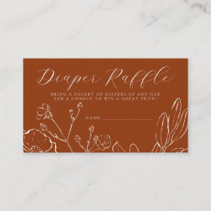 Diaper Raffle Elegant Burnt Orange Botanical Enclosure Card