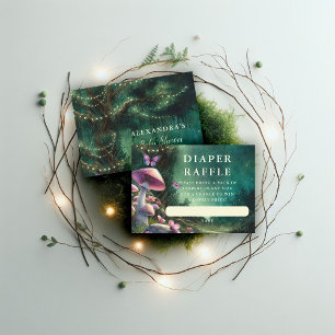 Diaper Raffle Enchanted Forest Pink Mushrooms Enclosure Card