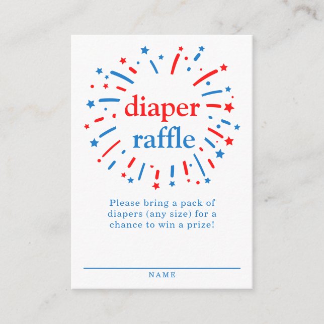 Diaper Raffle Enclosure Card Red, White & Due (Front)