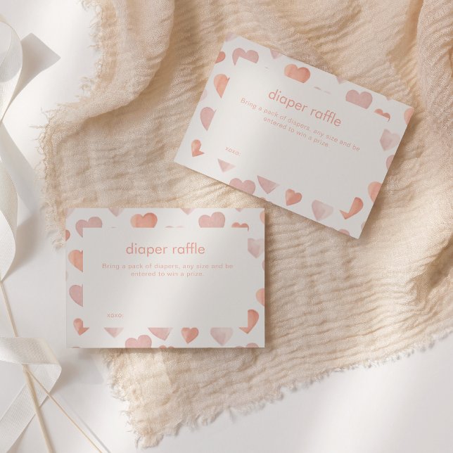 Diaper Raffle Enclosure Card with Pink Hearts (Creator Uploaded)