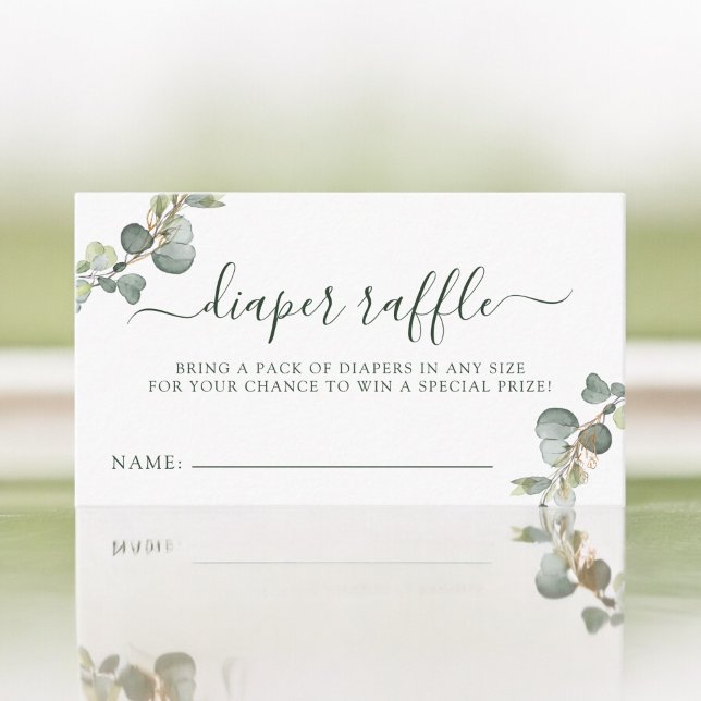 Diaper Raffle Eucalyptus Boho Baby Shower Enclosure Card (Creator Uploaded)