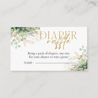 Diaper Raffle Eucalyptus Greenery Baby Shower  Enclosure Card